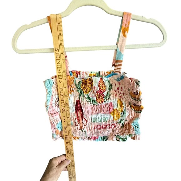 Paper Heart Colorful Fruit Print Smocked Cropped Tank Top Small Multicolor - Picture 4 of 6